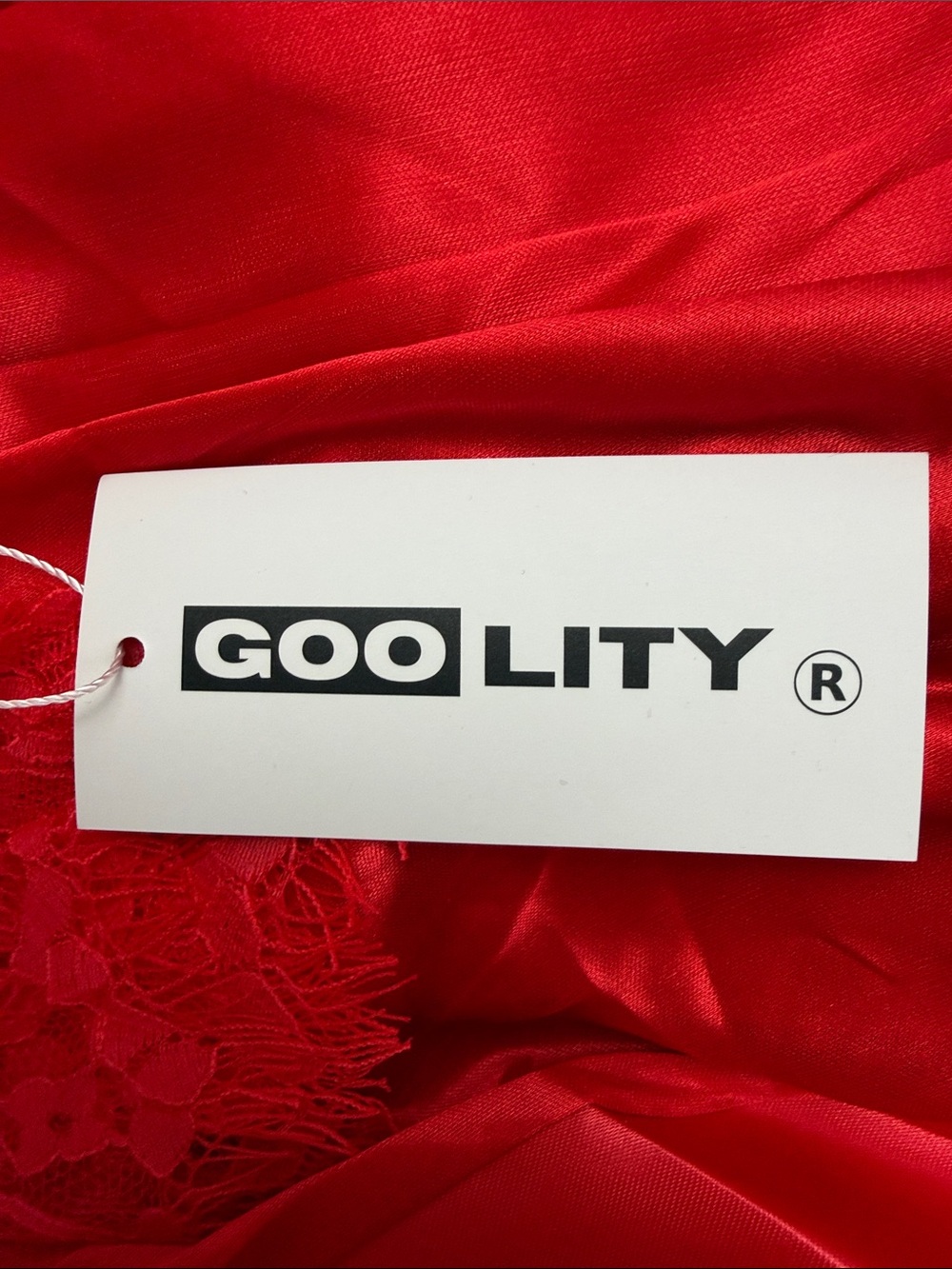 Women's Red Satin Lace Trim Robe - Unbranded - Picture 2 of 4